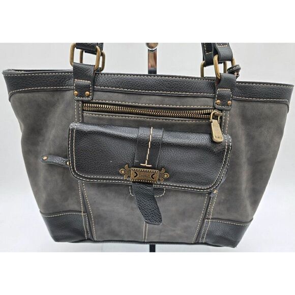 Boc Womens Grey & Black Tote Bag With Exterior Pockets & Zippered Compartments - Picture 1 of 8